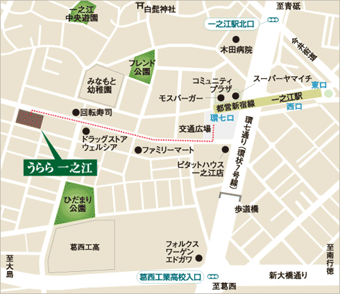 ケアホームうらら一之江の地図